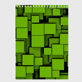 Скетчбук с принтом Зеленые кубики в Санкт-Петербурге, 100% бумага
 | 48 листов, плотность листов — 100 г/м2, плотность картонной обложки — 250 г/м2. Листы скреплены сверху удобной пружинной спиралью | кубы | текстура