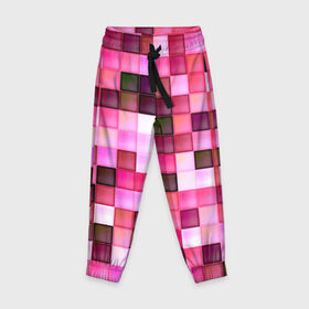 Детские брюки 3D с принтом Квадрат в Санкт-Петербурге, 100% полиэстер | манжеты по низу, эластичный пояс регулируется шнурком, по бокам два кармана без застежек, внутренняя часть кармана из мелкой сетки | мозаика | плитка | розовый