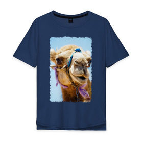 Мужская футболка хлопок Oversize с принтом Верблюд в Санкт-Петербурге, 100% хлопок | свободный крой, круглый ворот, “спинка” длиннее передней части | верблюд | горб | животное | караван | песок | плевок | пустыня