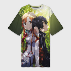 Платье-футболка 3D с принтом Sword Art Online в Санкт-Петербурге,  |  | anime | asuna | kirito | sword art online | аниме | асуна | кирито | мастера меча онлайн