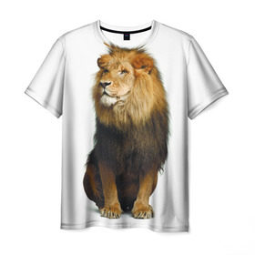 Мужская футболка 3D с принтом Король джунглей в Санкт-Петербурге, 100% полиэфир | прямой крой, круглый вырез горловины, длина до линии бедер | Тематика изображения на принте: leo | lion | власть | грива | дикая кошка | животное | зверь | клыки | когти | король джунглей | лев | мощь | мудрость | охотник | сила | хитрость | хищник | царь зверей | шерсть