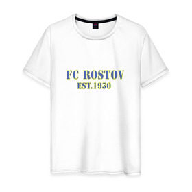 Мужская футболка хлопок с принтом Fc Rostov в Санкт-Петербурге, 100% хлопок | прямой крой, круглый вырез горловины, длина до линии бедер, слегка спущенное плечо. | ростов | ростов на дону | фк