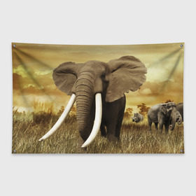 Флаг-баннер с принтом Могучий слон в Санкт-Петербурге, 100% полиэстер | размер 67 х 109 см, плотность ткани — 95 г/м2; по краям флага есть четыре люверса для крепления | elephant | африка | бивни | джунгли | мамонт | савана | сафари | слон | хобот