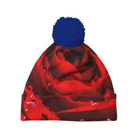 Шапка 3D c помпоном с принтом Роза в Санкт-Петербурге, 100% полиэстер | универсальный размер, печать по всей поверхности изделия | роза | розовая | розы | романтика | цветы
