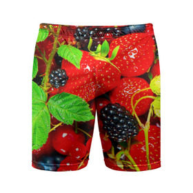 Мужские шорты 3D спортивные с принтом Ягоды в Санкт-Петербурге,  |  | малина | ягода | ягодка | ягодная