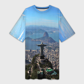 Платье-футболка 3D с принтом Рио де Жанейро в Санкт-Петербурге,  |  | brazil | rio de janeiro | бразилия | жара | каникулы | карнавал | мегаполис | отдых | отпуск | пляж | приключение | путешествие | рио де жанейро | туризм | футбол | южная америка