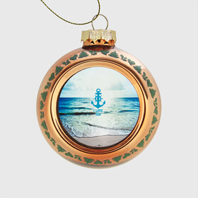 Стеклянный ёлочный шар с принтом I love sea в Санкт-Петербурге, Стекло | Диаметр: 80 мм | sea | вода | волны | лето | море | океан | солнце | якорь