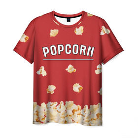 Мужская футболка 3D с принтом Popcorn в Санкт-Петербурге, 100% полиэфир | прямой крой, круглый вырез горловины, длина до линии бедер | corn | pop | корн | кукуруза | поп | попкорн