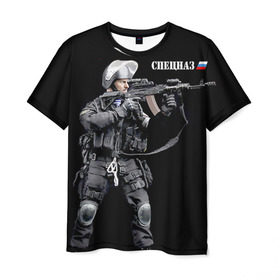 Мужская футболка 3D с принтом Спецназ 13 в Санкт-Петербурге, 100% полиэфир | прямой крой, круглый вырез горловины, длина до линии бедер | россия | спецназ