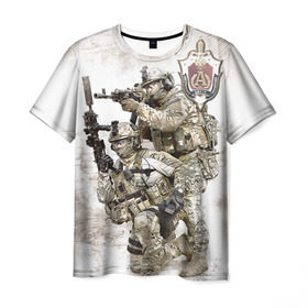 Мужская футболка 3D с принтом Спецназ 20 в Санкт-Петербурге, 100% полиэфир | прямой крой, круглый вырез горловины, длина до линии бедер | россия | спецназ