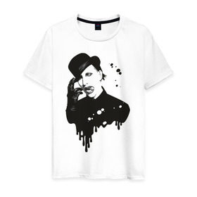 Мужская футболка хлопок с принтом Marilyn Manson в Санкт-Петербурге, 100% хлопок | прямой крой, круглый вырез горловины, длина до линии бедер, слегка спущенное плечо. | manson | marilyn | менсон | мерлин мэнсон | мэнсон