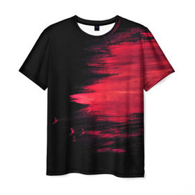 Мужская футболка 3D с принтом Краска в Санкт-Петербурге, 100% полиэфир | прямой крой, круглый вырез горловины, длина до линии бедер | Тематика изображения на принте: красный | потертости | черный