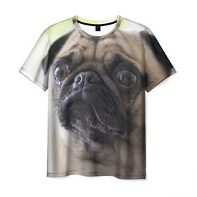 Мужская футболка 3D с принтом Мопс в Санкт-Петербурге, 100% полиэфир | прямой крой, круглый вырез горловины, длина до линии бедер | мопс | мопсы | собака | собаки