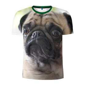 Мужская футболка 3D спортивная с принтом Мопс в Санкт-Петербурге, 100% полиэстер с улучшенными характеристиками | приталенный силуэт, круглая горловина, широкие плечи, сужается к линии бедра | мопс | мопсы | собака | собаки