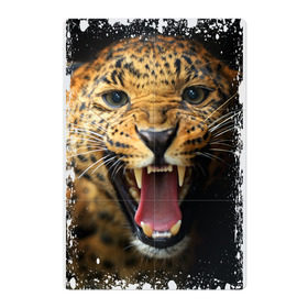 Магнитный плакат 2Х3 с принтом Леопард (retro style) в Санкт-Петербурге, Полимерный материал с магнитным слоем | 6 деталей размером 9*9 см | retro style | ветошь | винтаж | вырез | гепард | грация | дикая кошка | животное | зверь | инстинкты | клыки | когти | леопард | лик | мощь | охотник | потёртости | пятна | реакция | скорость | след | старина