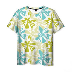 Мужская футболка 3D с принтом Гавайская в Санкт-Петербурге, 100% полиэфир | прямой крой, круглый вырез горловины, длина до линии бедер | гавайи | растительный орнамент | рубашка