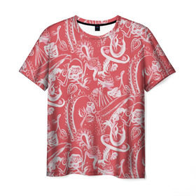 Мужская футболка 3D с принтом Гавайская 1 в Санкт-Петербурге, 100% полиэфир | прямой крой, круглый вырез горловины, длина до линии бедер | гавайи | растительный орнамент | рубашка