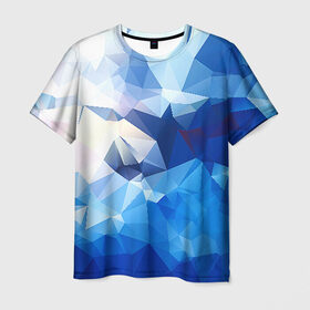 Мужская футболка 3D с принтом Абстракция в Санкт-Петербурге, 100% полиэфир | прямой крой, круглый вырез горловины, длина до линии бедер | полигоны | синий | треугольники