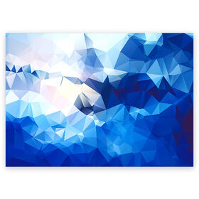 Поздравительная открытка с принтом Абстракция в Санкт-Петербурге, 100% бумага | плотность бумаги 280 г/м2, матовая, на обратной стороне линовка и место для марки
 | полигоны | синий | треугольники