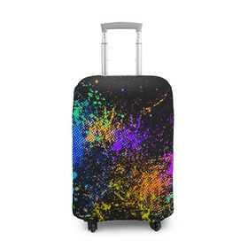Чехол для чемодана 3D с принтом Брызги красок в Санкт-Петербурге, 86% полиэфир, 14% спандекс | двустороннее нанесение принта, прорези для ручек и колес | кляксы | цветной | яркий