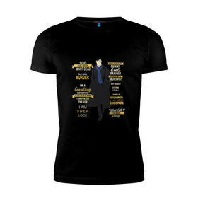 Мужская футболка премиум с принтом Шерлок в Санкт-Петербурге, 92% хлопок, 8% лайкра | приталенный силуэт, круглый вырез ворота, длина до линии бедра, короткий рукав | sherlock | шерлок