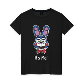 Женская футболка хлопок с принтом Бонни Bonnie The Bunny в Санкт-Петербурге, 100% хлопок | прямой крой, круглый вырез горловины, длина до линии бедер, слегка спущенное плечо | golden freddy | бонни bonnie the bunny | пять ночей у фредди | фнаф