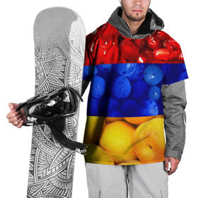 Накидка на куртку 3D с принтом Флаг Армении в Санкт-Петербурге, 100% полиэстер |  | Тематика изображения на принте: армения | гранат | персик | слива | страны | флаг армении | фрукты