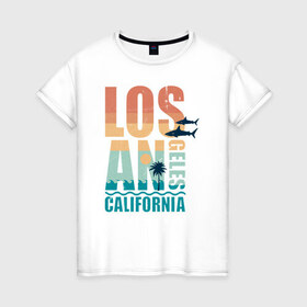 Женская футболка хлопок с принтом Losangeles в Санкт-Петербурге, 100% хлопок | прямой крой, круглый вырез горловины, длина до линии бедер, слегка спущенное плечо | california | losangeles | summer | лето