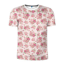 Мужская футболка 3D спортивная с принтом Fashion sweet flower в Санкт-Петербурге, 100% полиэстер с улучшенными характеристиками | приталенный силуэт, круглая горловина, широкие плечи, сужается к линии бедра | паттерны | розовый | розы | узор