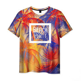 Мужская футболка 3D с принтом Beach Party в Санкт-Петербурге, 100% полиэфир | прямой крой, круглый вырез горловины, длина до линии бедер | beach | party | summer | trend | вечеринка | лето | популярное | тренд | хит