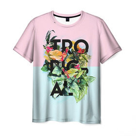 Мужская футболка 3D с принтом Tropical в Санкт-Петербурге, 100% полиэфир | прямой крой, круглый вырез горловины, длина до линии бедер | beach | party | summer | swag | trend | вечеринка | лето | популярное | сваг | свег | тренд | хит