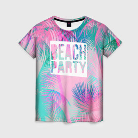 Женская футболка 3D с принтом Beach Party 2 в Санкт-Петербурге, 100% полиэфир ( синтетическое хлопкоподобное полотно) | прямой крой, круглый вырез горловины, длина до линии бедер | beach | party | summer | swag | trend | вечеринка | лето | популярное | сваг | свег | тренд | хит