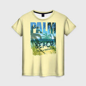 Женская футболка 3D с принтом Palm beach в Санкт-Петербурге, 100% полиэфир ( синтетическое хлопкоподобное полотно) | прямой крой, круглый вырез горловины, длина до линии бедер | beach | party | summer | swag | trend | вечеринка | лето | популярное | сваг | свег | тренд | хит