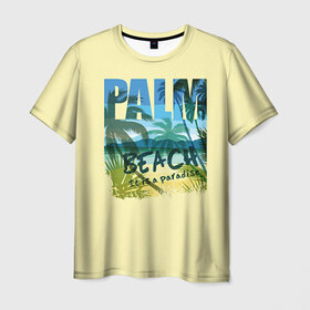 Мужская футболка 3D с принтом Palm beach в Санкт-Петербурге, 100% полиэфир | прямой крой, круглый вырез горловины, длина до линии бедер | beach | party | summer | swag | trend | вечеринка | лето | популярное | сваг | свег | тренд | хит
