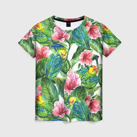 Женская футболка 3D с принтом Джунгли в Санкт-Петербурге, 100% полиэфир ( синтетическое хлопкоподобное полотно) | прямой крой, круглый вырез горловины, длина до линии бедер | flower | summer | swag | trend | лето | популярное | сваг | свег | тренд | хит | цветочки | цветы