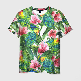 Мужская футболка 3D с принтом Джунгли в Санкт-Петербурге, 100% полиэфир | прямой крой, круглый вырез горловины, длина до линии бедер | flower | summer | swag | trend | лето | популярное | сваг | свег | тренд | хит | цветочки | цветы