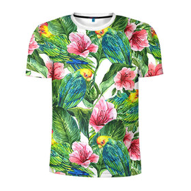 Мужская футболка 3D спортивная с принтом Джунгли в Санкт-Петербурге, 100% полиэстер с улучшенными характеристиками | приталенный силуэт, круглая горловина, широкие плечи, сужается к линии бедра | flower | summer | swag | trend | лето | популярное | сваг | свег | тренд | хит | цветочки | цветы