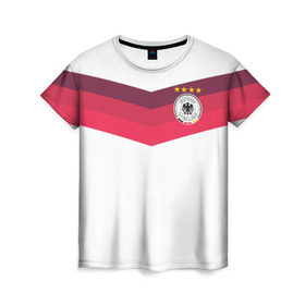 Женская футболка 3D с принтом Сборная Германии по футболу в Санкт-Петербурге, 100% полиэфир ( синтетическое хлопкоподобное полотно) | прямой крой, круглый вырез горловины, длина до линии бедер | germany