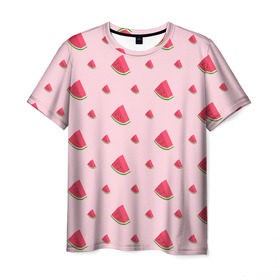 Мужская футболка 3D с принтом Сочные арбузики в Санкт-Петербурге, 100% полиэфир | прямой крой, круглый вырез горловины, длина до линии бедер | арбузы | арт | еда | лето | фрукты
