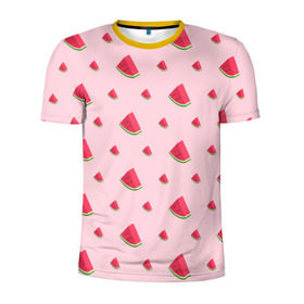 Мужская футболка 3D спортивная с принтом Сочные арбузики в Санкт-Петербурге, 100% полиэстер с улучшенными характеристиками | приталенный силуэт, круглая горловина, широкие плечи, сужается к линии бедра | арбузы | арт | еда | лето | фрукты