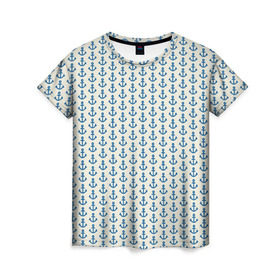 Женская футболка 3D с принтом Якоря в Санкт-Петербурге, 100% полиэфир ( синтетическое хлопкоподобное полотно) | прямой крой, круглый вырез горловины, длина до линии бедер | вмф | вода | военно морской флот | волны | жизнь | корабли | море | океан | трайблы | узоры | якорь