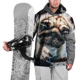 Накидка на куртку 3D с принтом Мопс в Санкт-Петербурге, 100% полиэстер |  | animal | breed | bubbles | diving | dog | eyes bulging | pug | water | вода | выпученные | глаза | животное | мопс | ныряет | порода | пузыри | собака