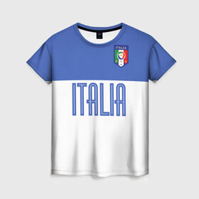 Женская футболка 3D с принтом Сборная Италии по футболу в Санкт-Петербурге, 100% полиэфир ( синтетическое хлопкоподобное полотно) | прямой крой, круглый вырез горловины, длина до линии бедер | европы | италия