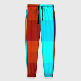 Мужские брюки 3D с принтом Цветные кубики в Санкт-Петербурге, 100% полиэстер | манжеты по низу, эластичный пояс регулируется шнурком, по бокам два кармана без застежек, внутренняя часть кармана из мелкой сетки | квадраты | плитка | разноцветные