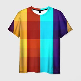 Мужская футболка 3D с принтом Цветные кубики в Санкт-Петербурге, 100% полиэфир | прямой крой, круглый вырез горловины, длина до линии бедер | квадраты | плитка | разноцветные