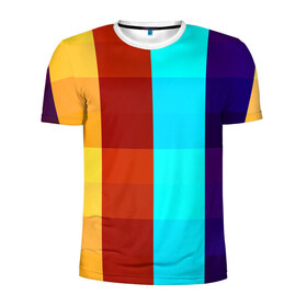 Мужская футболка 3D спортивная с принтом Цветные кубики в Санкт-Петербурге, 100% полиэстер с улучшенными характеристиками | приталенный силуэт, круглая горловина, широкие плечи, сужается к линии бедра | квадраты | плитка | разноцветные