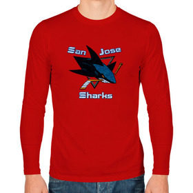 Мужской лонгслив хлопок с принтом San Jose Sharks hockey в Санкт-Петербурге, 100% хлопок |  | nhl | san jose sharks | спорт | хоккей