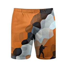 Мужские шорты 3D спортивные с принтом CS GO Asiimov camouflage в Санкт-Петербурге,  |  | counter strike | камуфляж