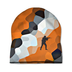 Шапка 3D с принтом CS GO Asiimov camouflage в Санкт-Петербурге, 100% полиэстер | универсальный размер, печать по всей поверхности изделия | counter strike | камуфляж