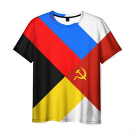 Мужская футболка 3D с принтом Вечная Россия в Санкт-Петербурге, 100% полиэфир | прямой крой, круглый вырез горловины, длина до линии бедер | патриот | россия | русь | триколор | флаг | я русский